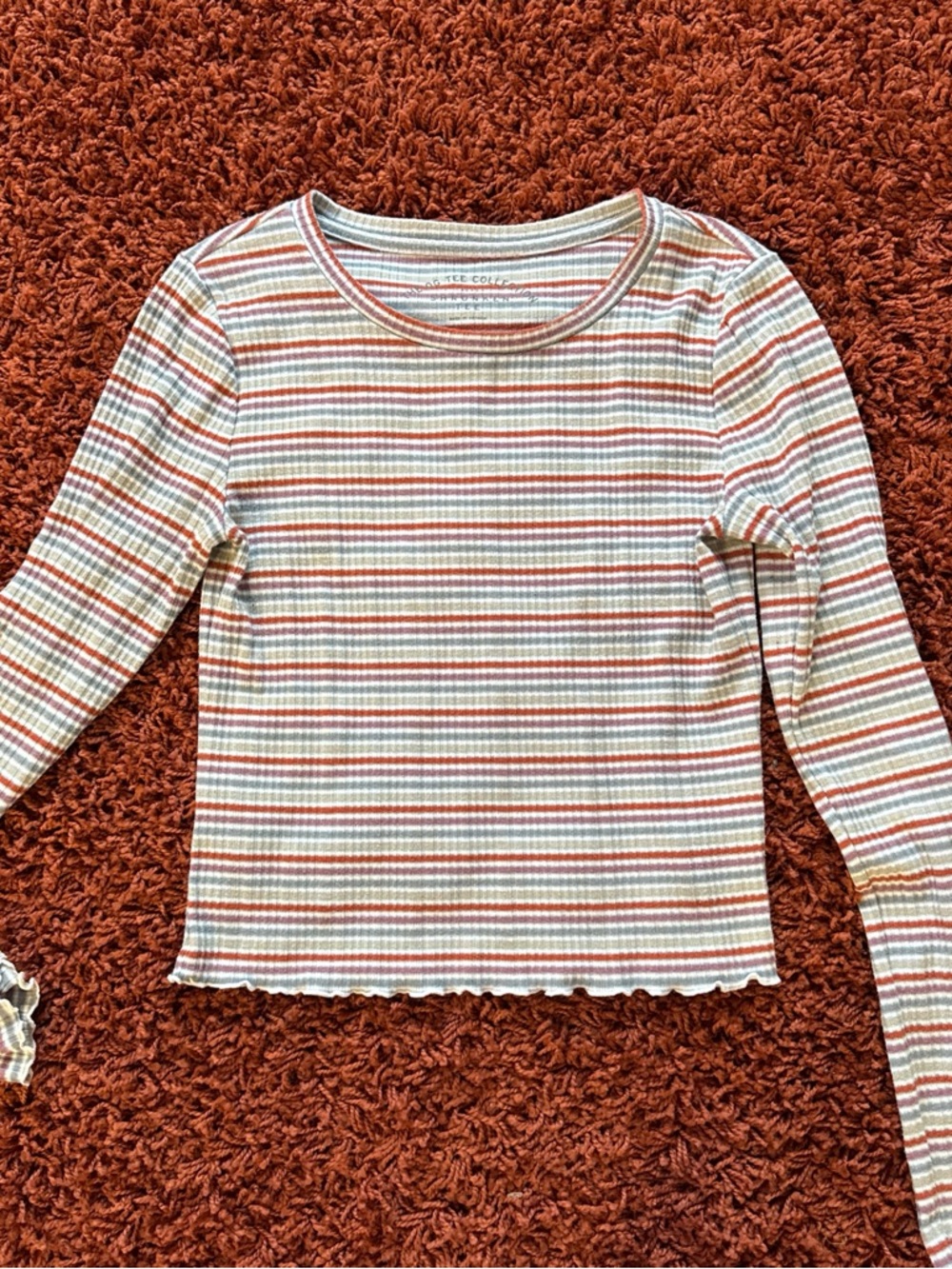 Striped Long-Sleeve Ribbed Top Multicolor